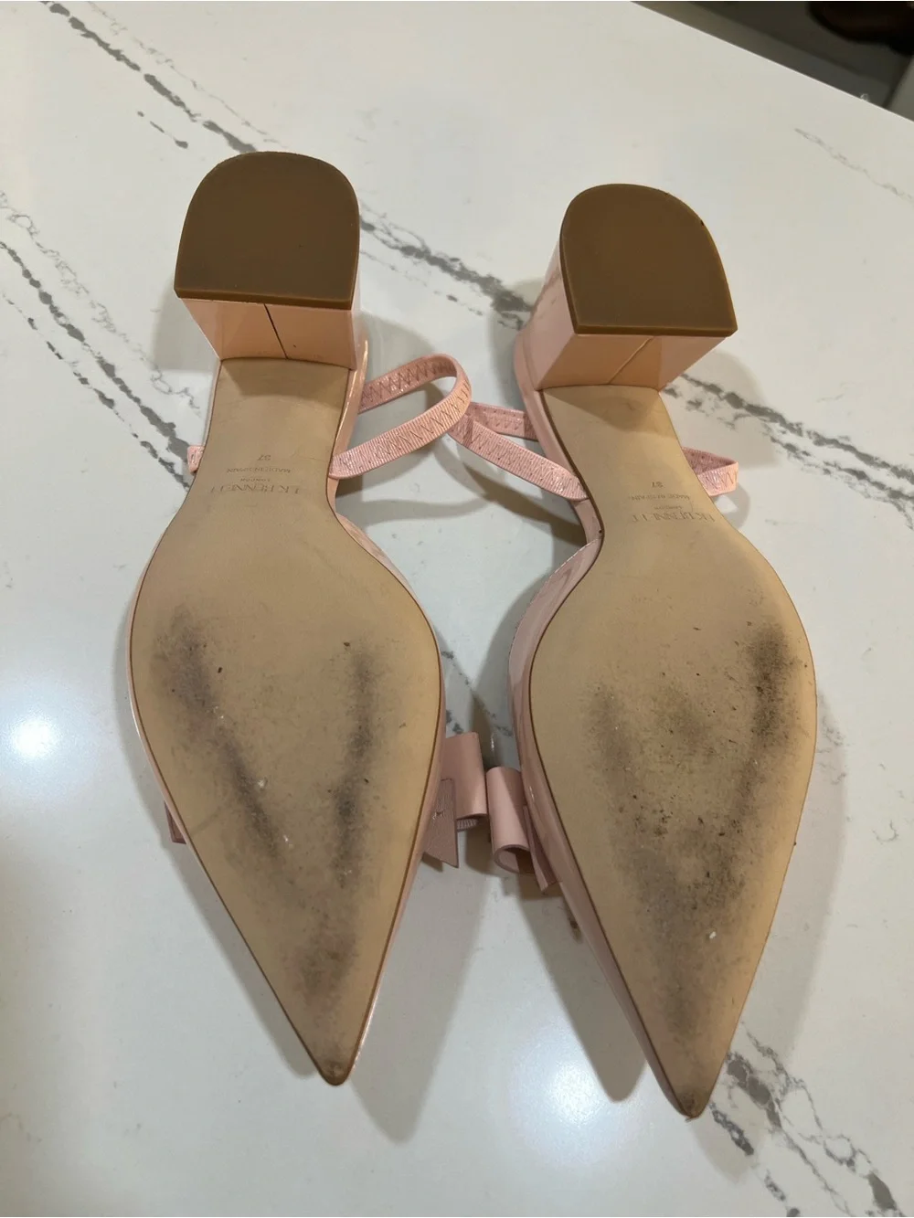 LK Bennett Patent Bow Pointed Slingback Heels in Blush Pink size 37 (6.5)